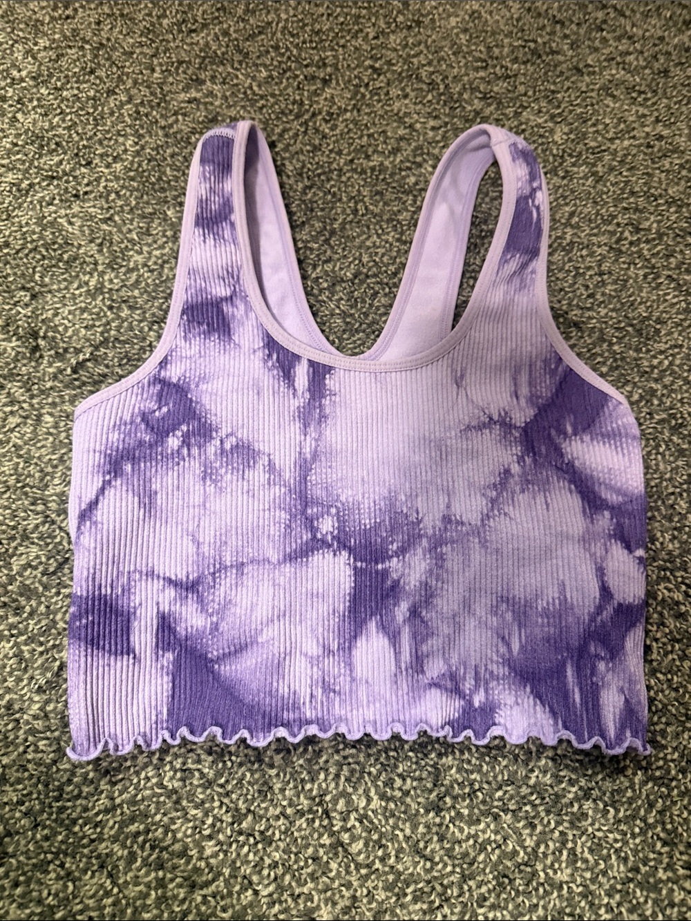 Spiritual Gangster Lilac Tie-Dye Ribbed Cropped Tank size xs/s